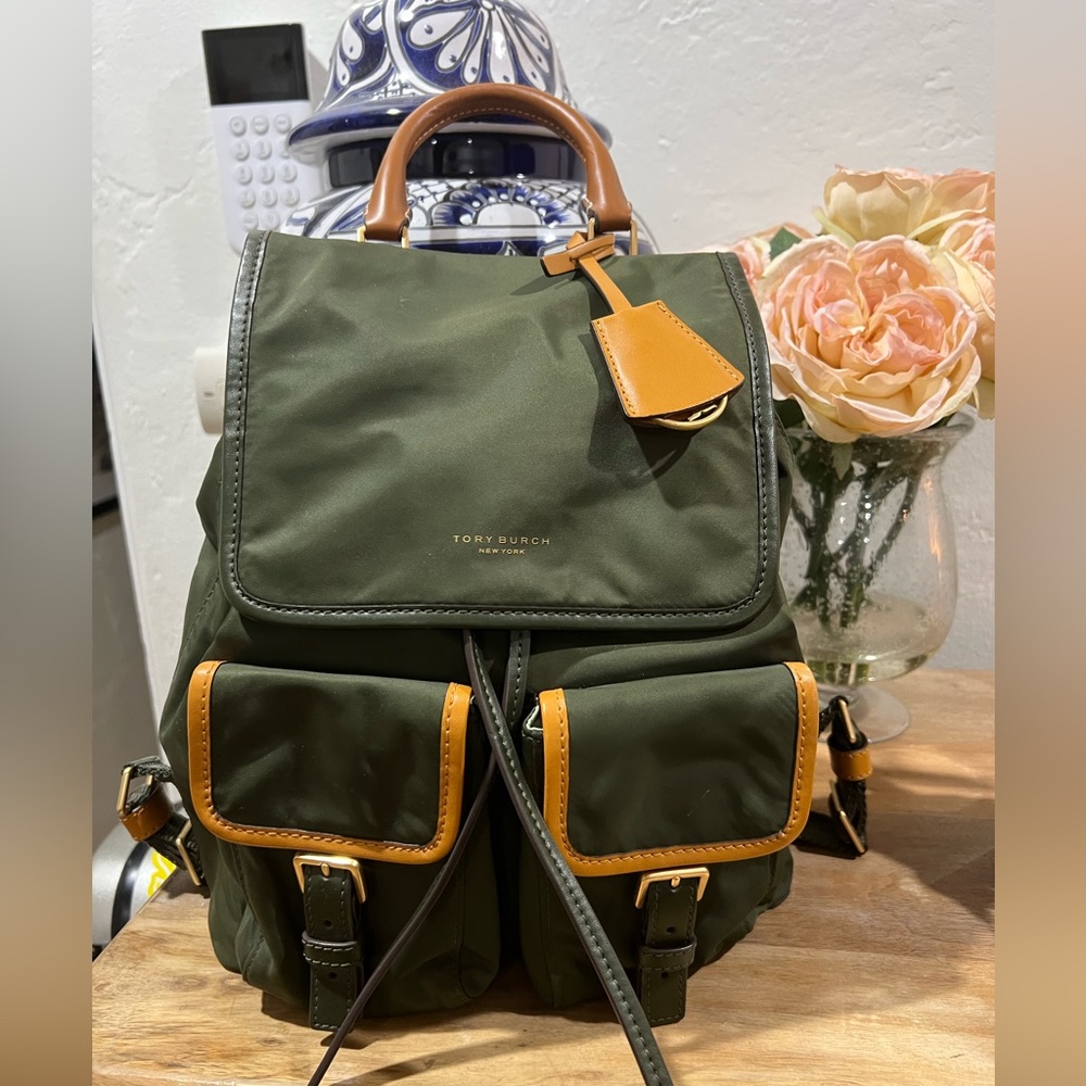 Tory Burch Nylon Flap Backpack
